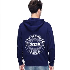 Leavers 2025 Hiltop Elementary Circular Design Graduation School Logo Stars & Stripes Hood